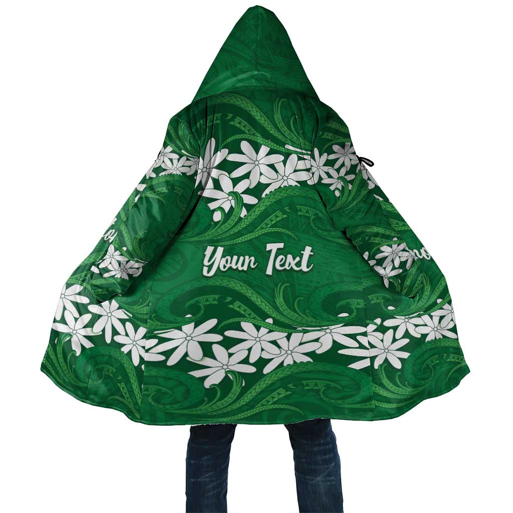 Personalised Cook Islands Rarotonga Cloak Tiare Maori Polynesian Waves Tattoo LT14 Unisex Green - Polynesian Pride