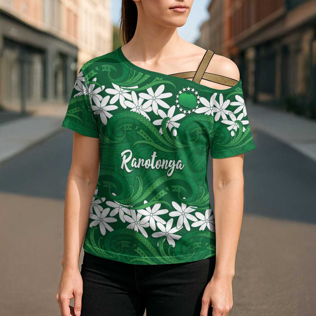 Personalised Cook Islands Rarotonga Cross Shoulder Shirt Tiare Maori Polynesian Waves Tattoo LT14 - Polynesian Pride