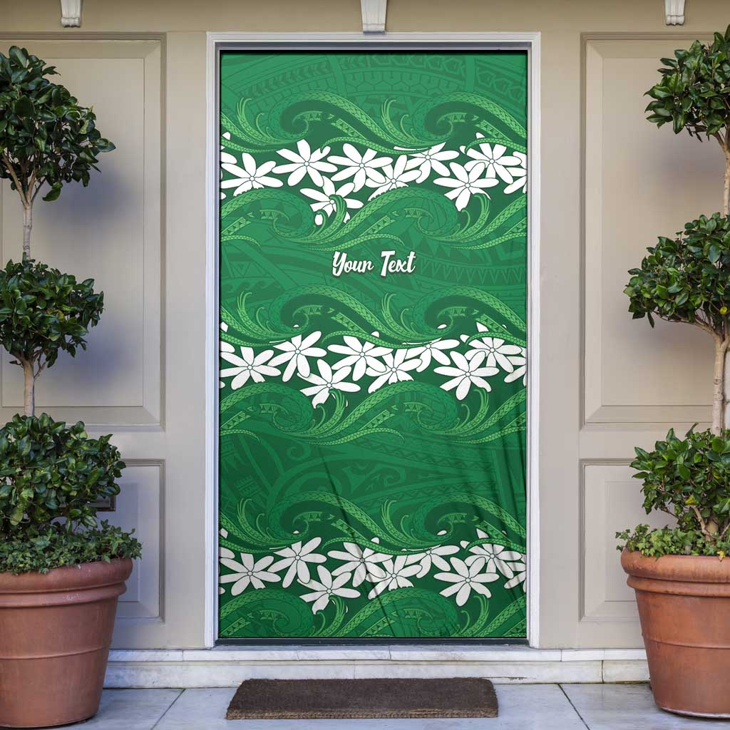 Personalised Cook Islands Rarotonga Door Cover Tiare Maori Polynesian Waves Tattoo LT14 Green - Polynesian Pride