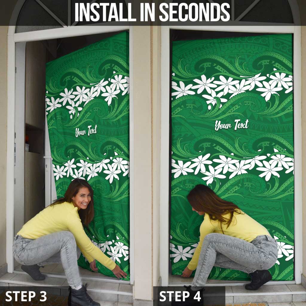 Personalised Cook Islands Rarotonga Door Cover Tiare Maori Polynesian Waves Tattoo LT14 - Polynesian Pride