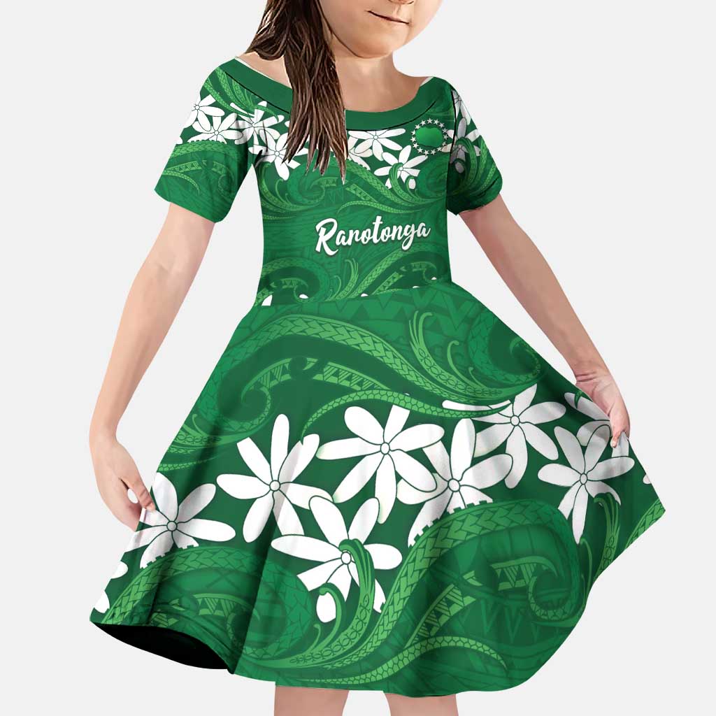 Personalised Cook Islands Rarotonga Family Matching Mermaid Dress and Hawaiian Shirt Tiare Maori Polynesian Waves Tattoo
