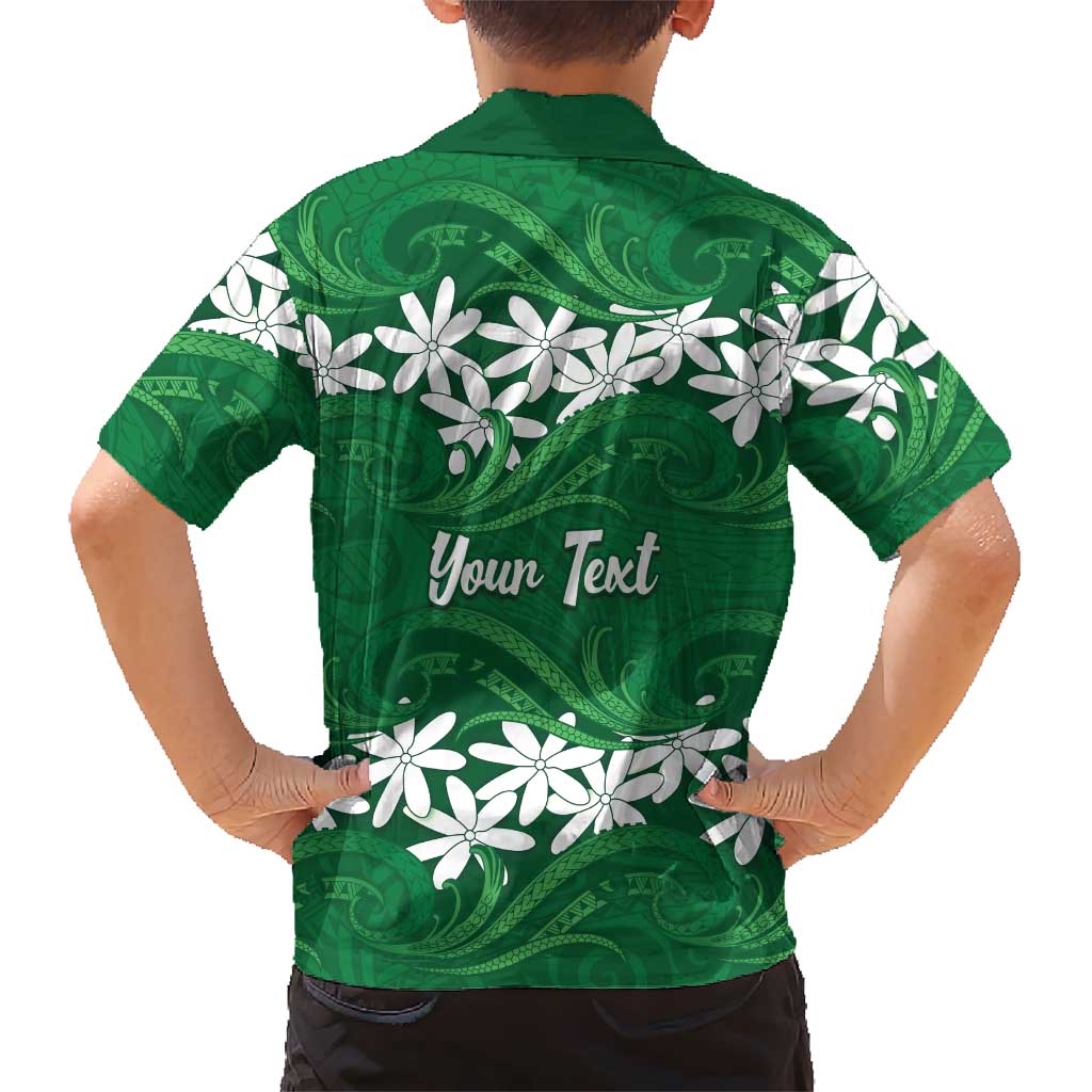 Personalised Cook Islands Rarotonga Family Matching Short Sleeve Bodycon Dress and Hawaiian Shirt Tiare Maori Polynesian Waves Tattoo
