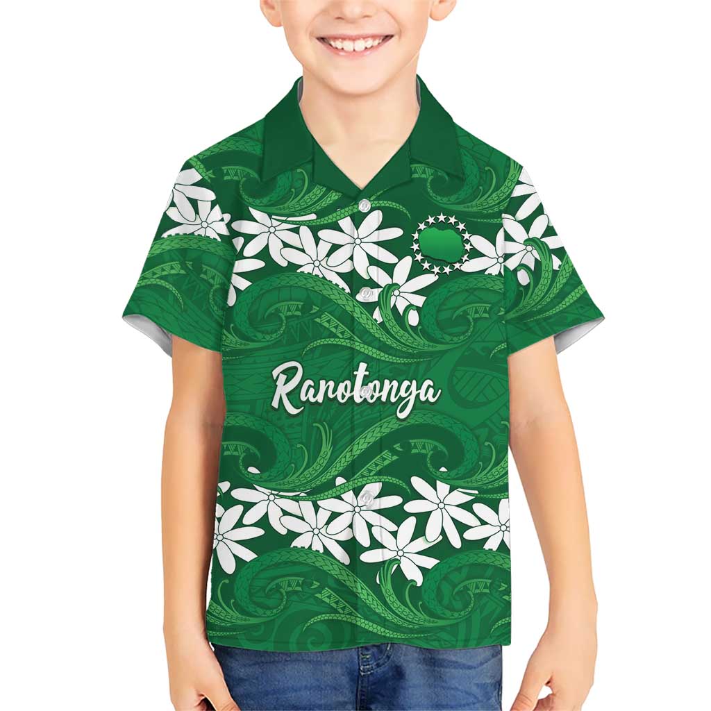 Personalised Cook Islands Rarotonga Family Matching Short Sleeve Bodycon Dress and Hawaiian Shirt Tiare Maori Polynesian Waves Tattoo