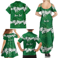 Personalised Cook Islands Rarotonga Family Matching Summer Maxi Dress and Hawaiian Shirt Tiare Maori Polynesian Waves Tattoo