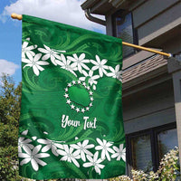 Personalised Cook Islands Rarotonga Garden Flag Tiare Maori Polynesian Waves Tattoo LT14 - Polynesian Pride