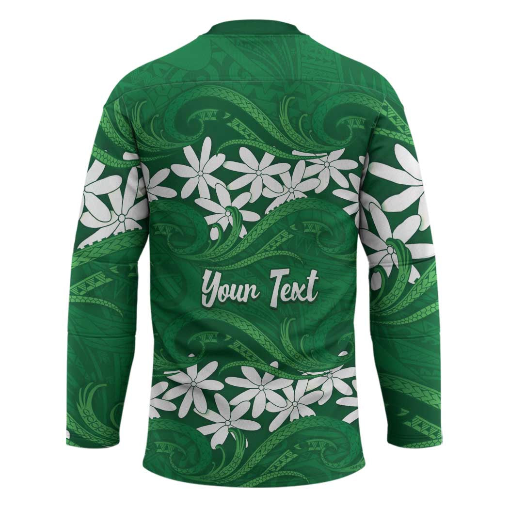 Personalised Cook Islands Rarotonga Hockey Jersey Tiare Maori Polynesian Waves Tattoo LT14 - Polynesian Pride