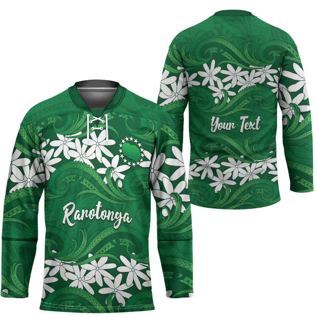 Personalised Cook Islands Rarotonga Hockey Jersey Tiare Maori Polynesian Waves Tattoo LT14 - Polynesian Pride