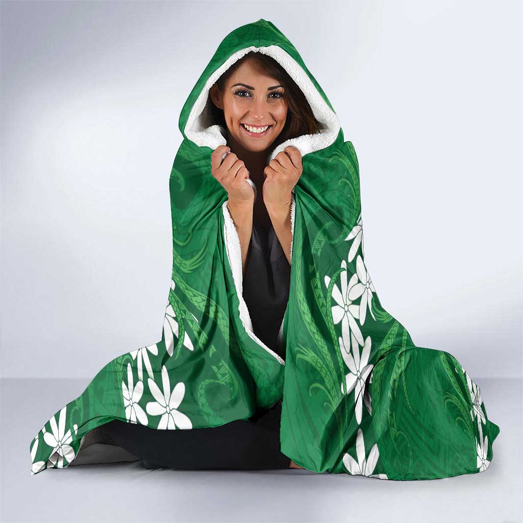 Personalised Cook Islands Rarotonga Hooded Blanket Tiare Maori Polynesian Waves Tattoo LT14 - Polynesian Pride