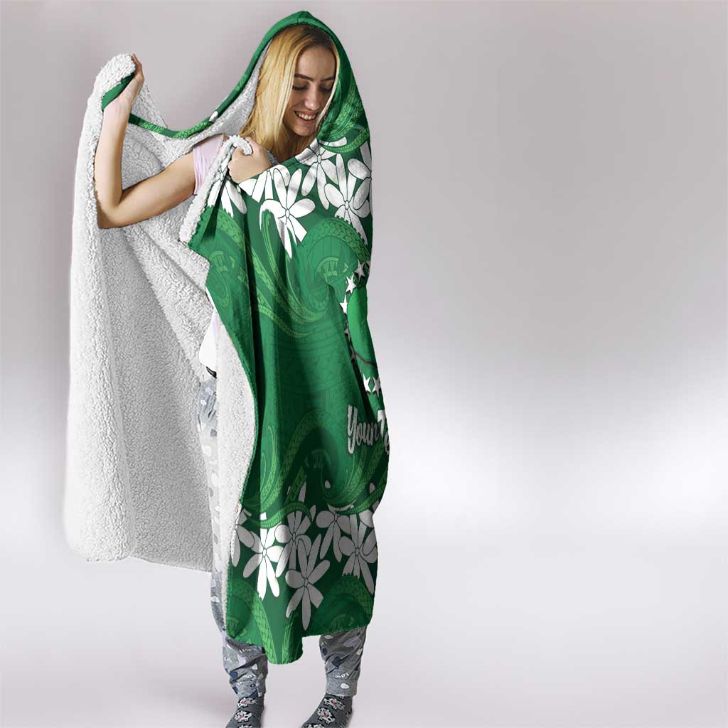 Personalised Cook Islands Rarotonga Hooded Blanket Tiare Maori Polynesian Waves Tattoo LT14 - Polynesian Pride