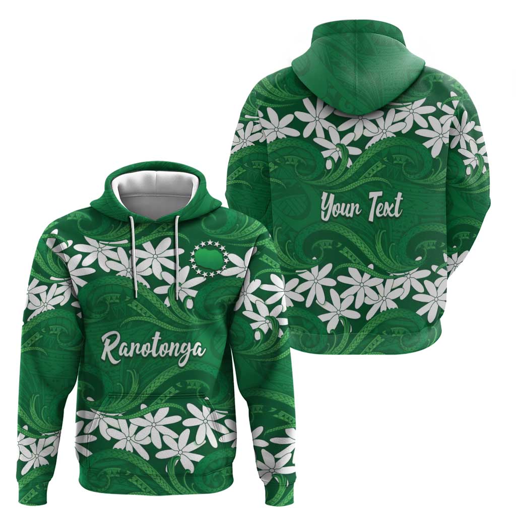 Personalised Cook Islands Rarotonga Hoodie Tiare Maori Polynesian Waves Tattoo LT14 - Polynesian Pride