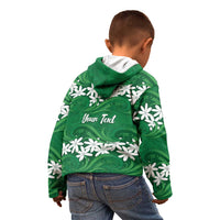 Personalised Cook Islands Rarotonga Kid Hoodie Tiare Maori Polynesian Waves Tattoo LT14 - Polynesian Pride