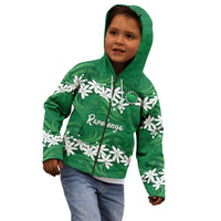 Personalised Cook Islands Rarotonga Kid Hoodie Tiare Maori Polynesian Waves Tattoo LT14 - Polynesian Pride