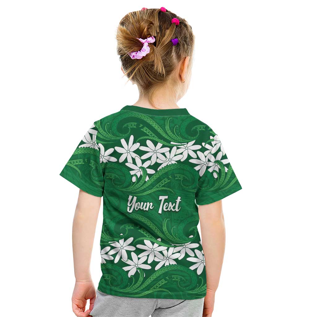 Personalised Cook Islands Rarotonga Kid T Shirt Tiare Maori Polynesian Waves Tattoo