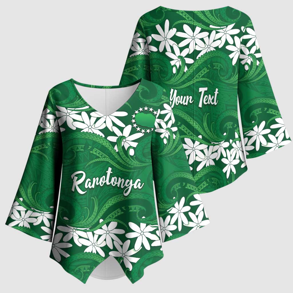 Personalised Cook Islands Rarotonga Kimono Sleeve Blouse Tiare Maori Polynesian Waves Tattoo LT14 - Polynesian Pride
