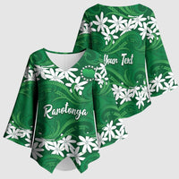 Personalised Cook Islands Rarotonga Kimono Sleeve Blouse Tiare Maori Polynesian Waves Tattoo LT14 - Polynesian Pride