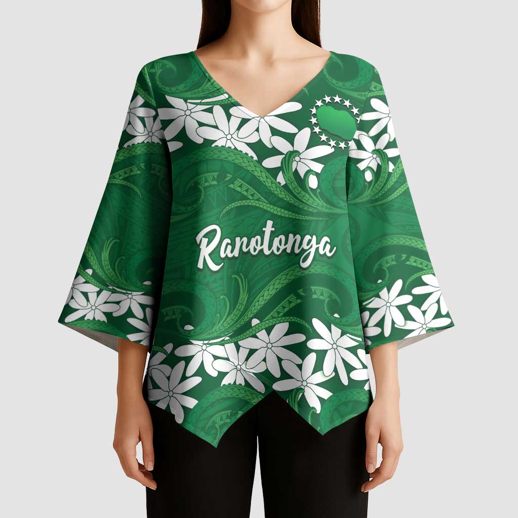 Personalised Cook Islands Rarotonga Kimono Sleeve Blouse Tiare Maori Polynesian Waves Tattoo LT14 - Polynesian Pride