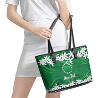 Personalised Cook Islands Rarotonga Leather Tote Bag Tiare Maori Polynesian Waves Tattoo LT14 - Polynesian Pride