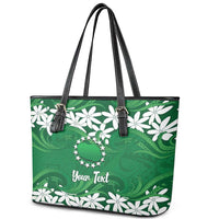 Personalised Cook Islands Rarotonga Leather Tote Bag Tiare Maori Polynesian Waves Tattoo LT14 - Polynesian Pride