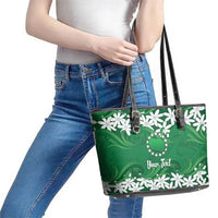Personalised Cook Islands Rarotonga Leather Tote Bag Tiare Maori Polynesian Waves Tattoo LT14 - Polynesian Pride