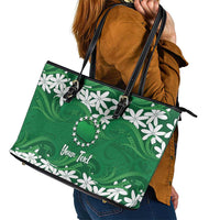 Personalised Cook Islands Rarotonga Leather Tote Bag Tiare Maori Polynesian Waves Tattoo LT14 - Polynesian Pride