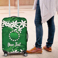 Personalised Cook Islands Rarotonga Luggage Cover Tiare Maori Polynesian Waves Tattoo LT14 Green - Polynesian Pride