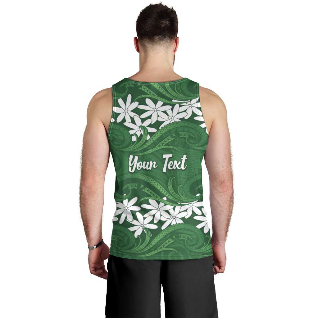 Personalised Cook Islands Rarotonga Men Tank Top Tiare Maori Polynesian Waves Tattoo LT14 - Polynesian Pride
