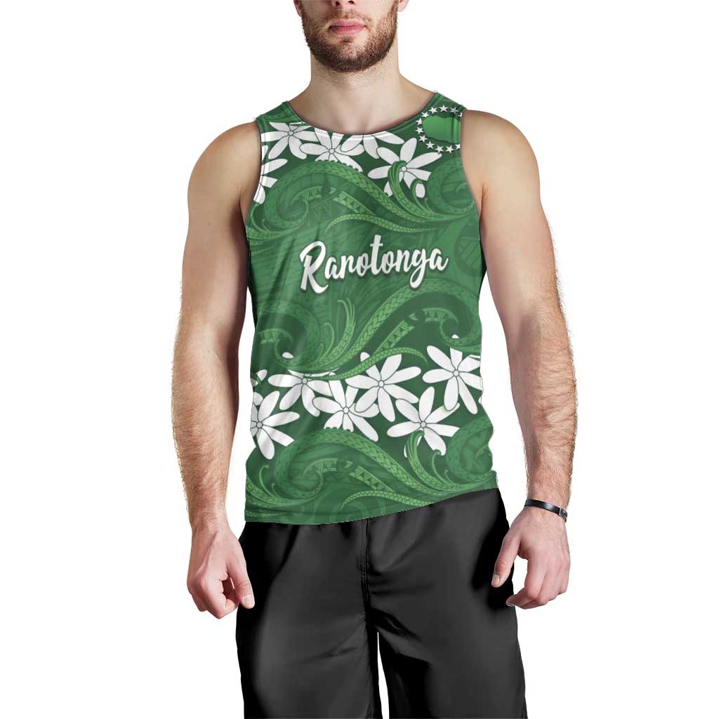 Personalised Cook Islands Rarotonga Men Tank Top Tiare Maori Polynesian Waves Tattoo LT14 - Polynesian Pride