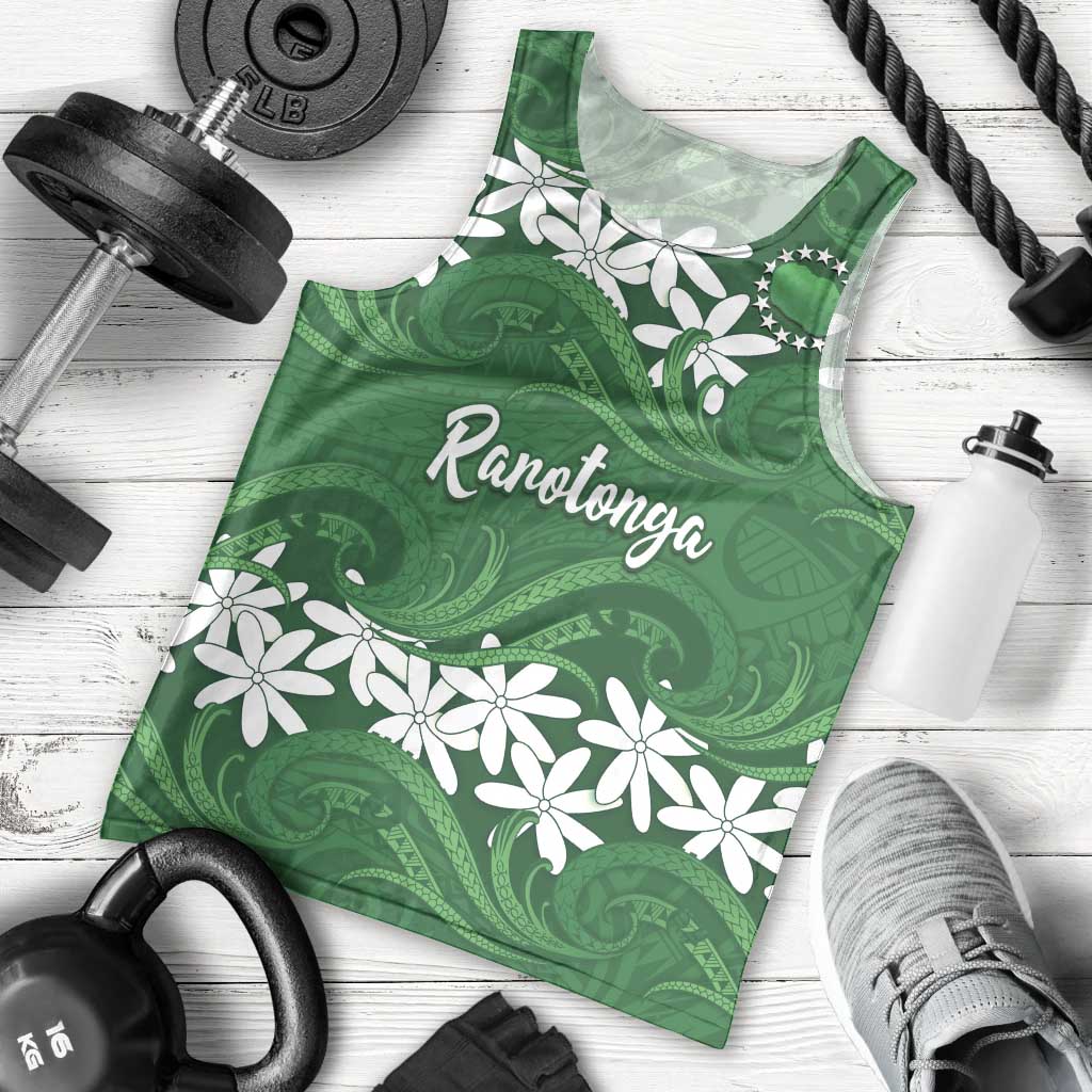 Personalised Cook Islands Rarotonga Men Tank Top Tiare Maori Polynesian Waves Tattoo LT14 - Polynesian Pride