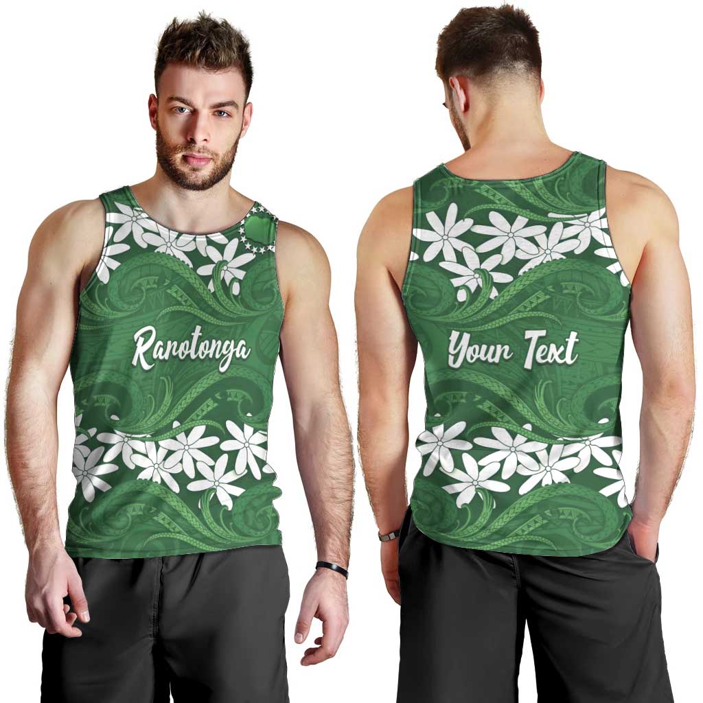 Personalised Cook Islands Rarotonga Men Tank Top Tiare Maori Polynesian Waves Tattoo LT14 - Polynesian Pride