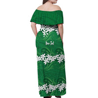 Personalised Cook Islands Rarotonga Off Shoulder Maxi Dress Tiare Maori Polynesian Waves Tattoo LT14 - Polynesian Pride