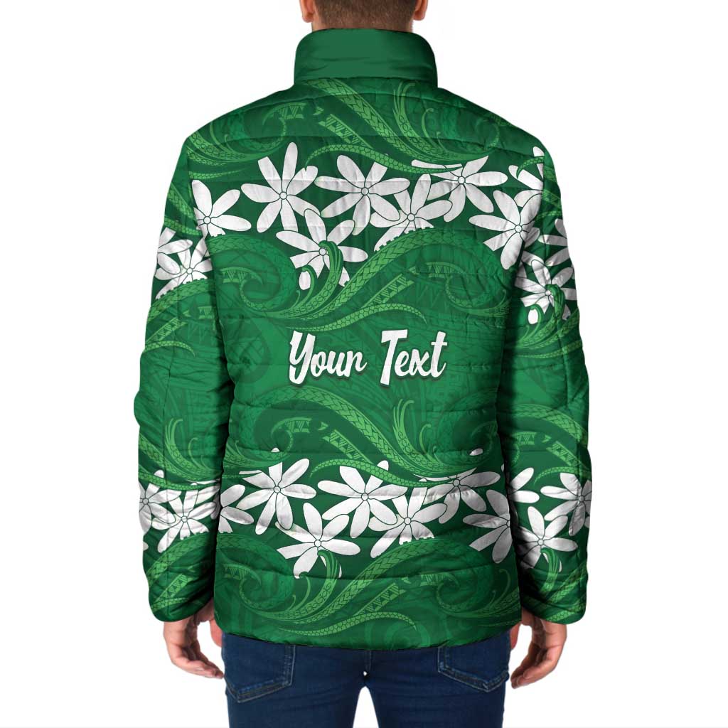 Personalised Cook Islands Rarotonga Padded Jacket Tiare Maori Polynesian Waves Tattoo LT14 - Polynesian Pride
