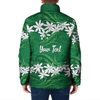Personalised Cook Islands Rarotonga Padded Jacket Tiare Maori Polynesian Waves Tattoo LT14 - Polynesian Pride