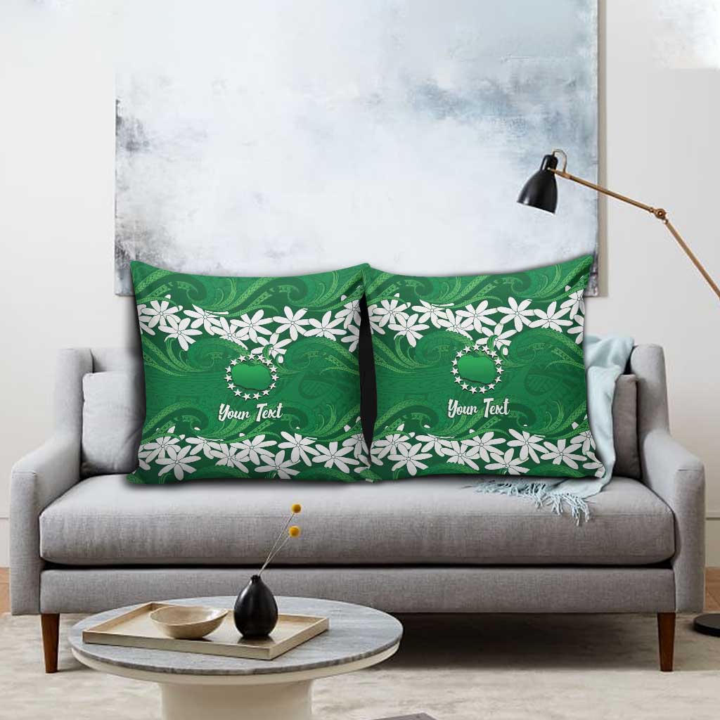 Personalised Cook Islands Rarotonga Pillow Cover Tiare Maori Polynesian Waves Tattoo LT14 - Polynesian Pride