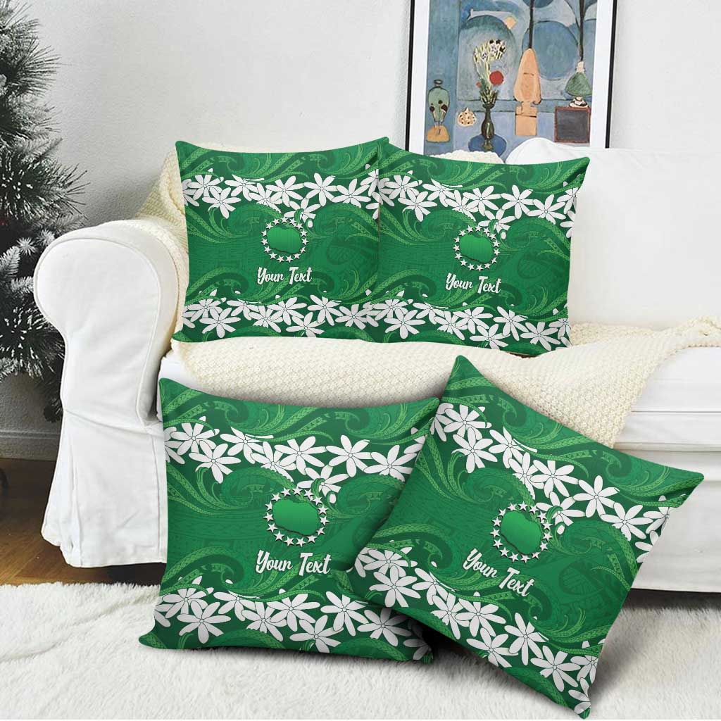 Personalised Cook Islands Rarotonga Pillow Cover Tiare Maori Polynesian Waves Tattoo LT14 - Polynesian Pride