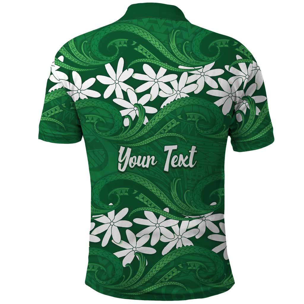 Personalised Cook Islands Rarotonga Polo Shirt Tiare Maori Polynesian Waves Tattoo LT14 - Polynesian Pride