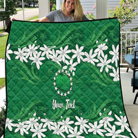 Personalised Cook Islands Rarotonga Quilt Tiare Maori Polynesian Waves Tattoo LT14 Green - Polynesian Pride