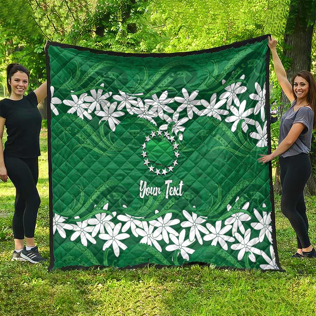 Personalised Cook Islands Rarotonga Quilt Tiare Maori Polynesian Waves Tattoo LT14 - Polynesian Pride
