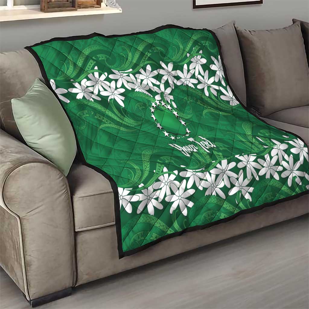 Personalised Cook Islands Rarotonga Quilt Tiare Maori Polynesian Waves Tattoo LT14 - Polynesian Pride
