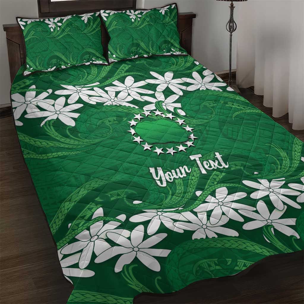 Personalised Cook Islands Rarotonga Quilt Bed Set Tiare Maori Polynesian Waves Tattoo