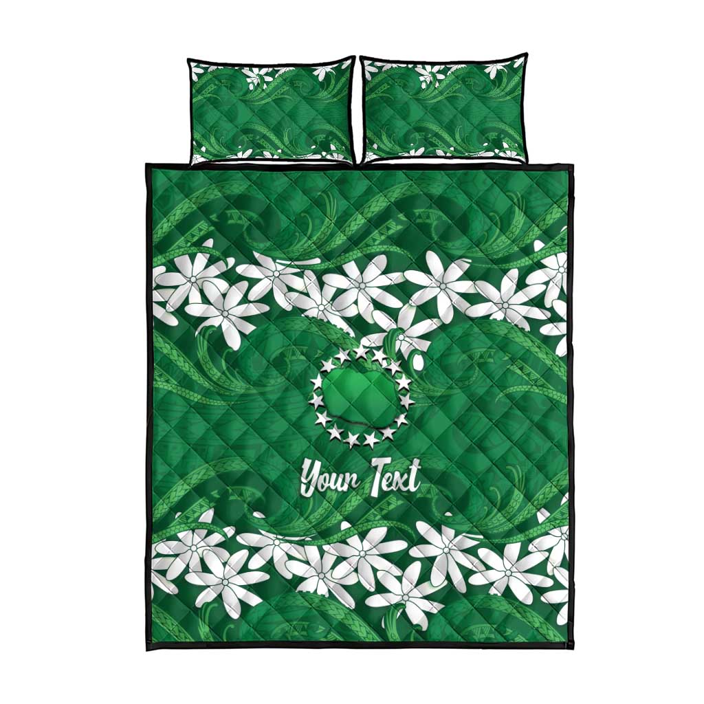 Personalised Cook Islands Rarotonga Quilt Bed Set Tiare Maori Polynesian Waves Tattoo LT14 - Polynesian Pride