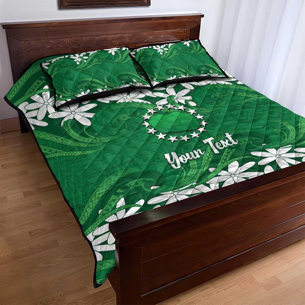 Personalised Cook Islands Rarotonga Quilt Bed Set Tiare Maori Polynesian Waves Tattoo LT14 - Polynesian Pride