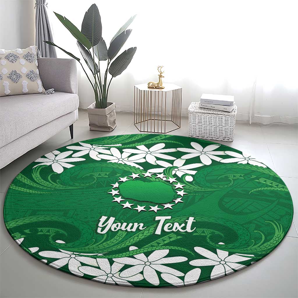 Personalised Cook Islands Rarotonga Round Carpet Tiare Maori Polynesian Waves Tattoo LT14 - Polynesian Pride