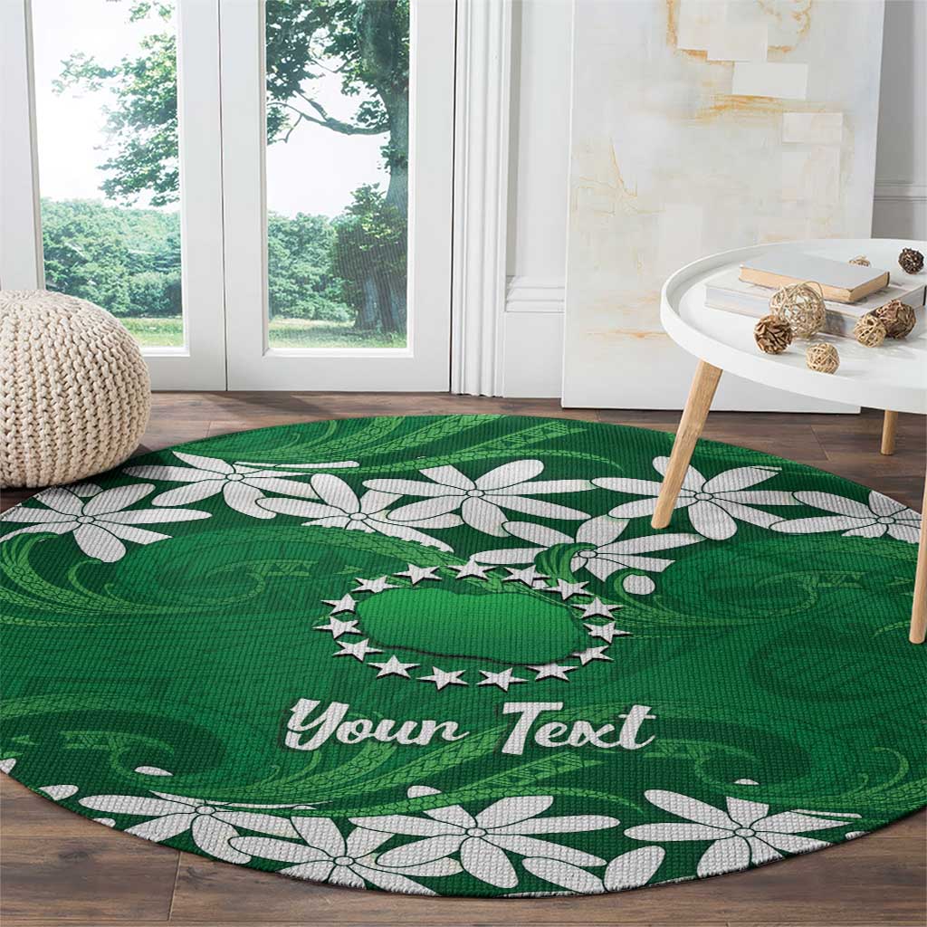 Personalised Cook Islands Rarotonga Round Carpet Tiare Maori Polynesian Waves Tattoo LT14 - Polynesian Pride