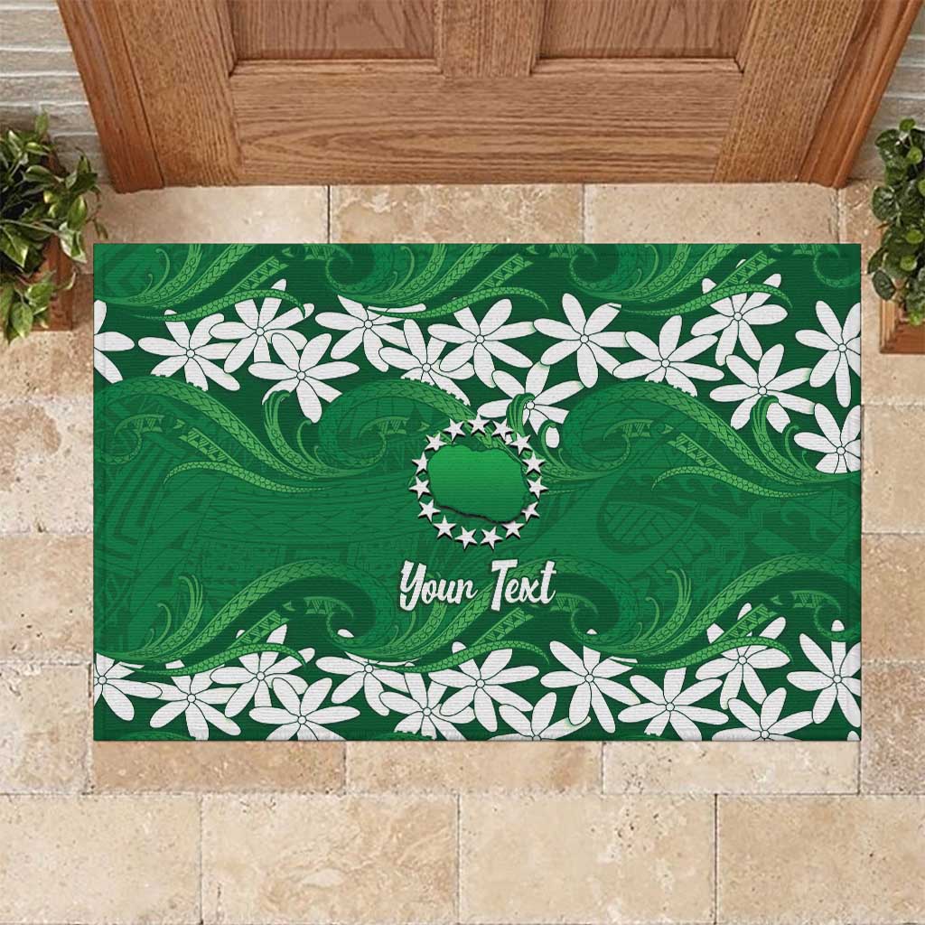 Personalised Cook Islands Rarotonga Rubber Doormat Tiare Maori Polynesian Waves Tattoo