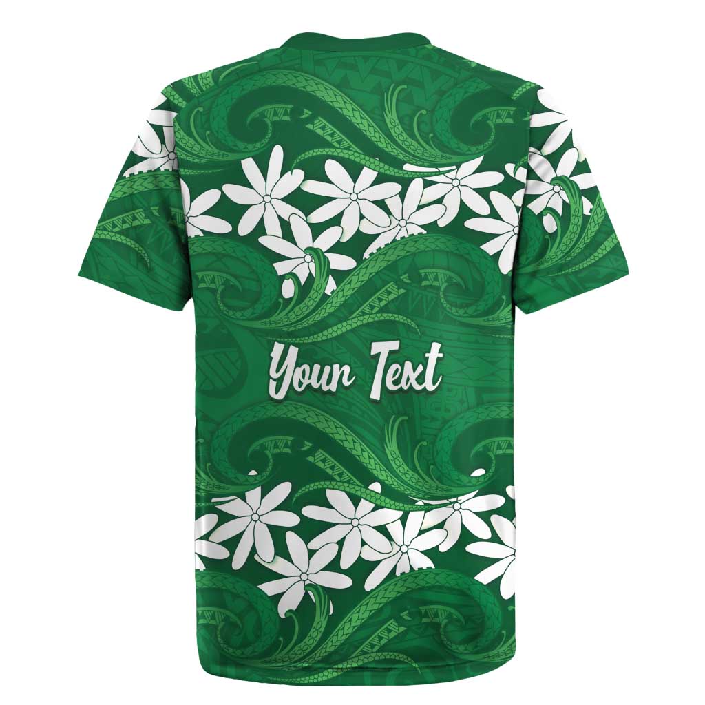 Personalised Cook Islands Rarotonga Rugby Jersey Tiare Maori Polynesian Waves Tattoo LT14 - Polynesian Pride