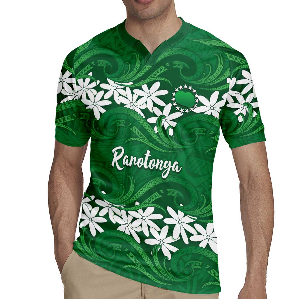 Personalised Cook Islands Rarotonga Rugby Jersey Tiare Maori Polynesian Waves Tattoo LT14 - Polynesian Pride