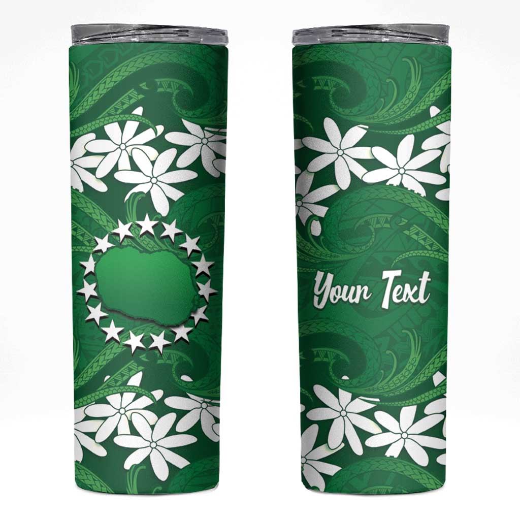 Personalised Cook Islands Rarotonga Skinny Tumbler Tiare Maori Polynesian Waves Tattoo