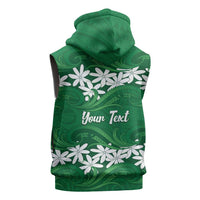 Personalised Cook Islands Rarotonga Sleeveless Hoodie Tiare Maori Polynesian Waves Tattoo LT14 - Polynesian Pride