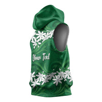 Personalised Cook Islands Rarotonga Sleeveless Hoodie Tiare Maori Polynesian Waves Tattoo LT14 - Polynesian Pride