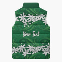 Personalised Cook Islands Rarotonga Sleeveless Puffer Jacket Tiare Maori Polynesian Waves Tattoo LT14 - Polynesian Pride